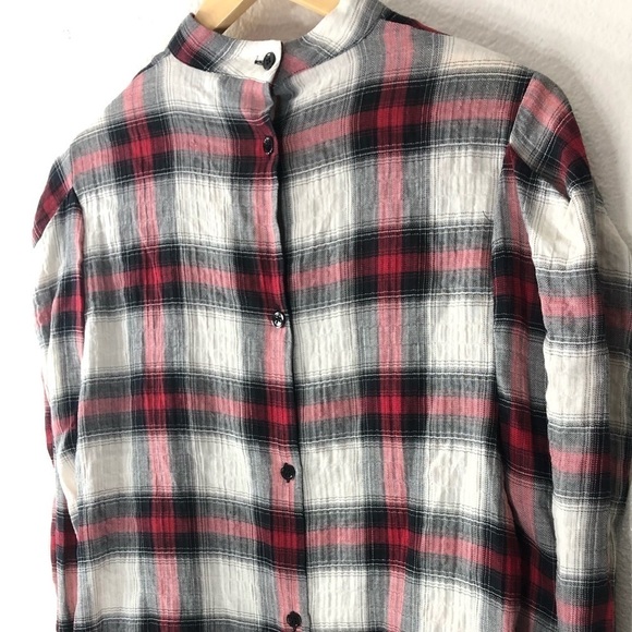 Zara Oversized Keyhole Plaid Top - Picture 9 of 9